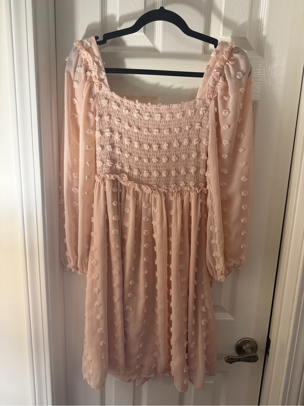 Smocked Mini Dress in Blush Pink